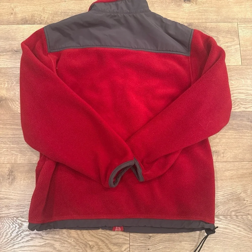 Lands' End Fleece Zip Front Jacket Zip Pockets Nylon Toggle Men's Sz M 38-40 Red